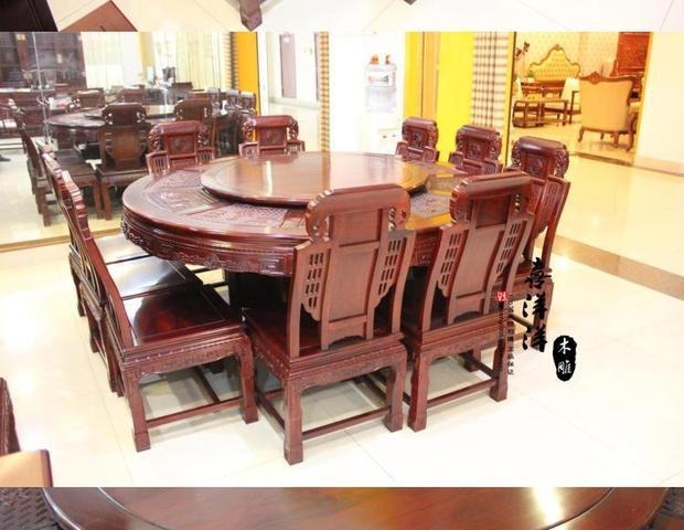 Bàn ăn tròn gỗ hồng mộc chính hãng Dongyang gỗ gụ nội thất gỗ rắn tròn bàn gỗ gụ kết hợp bàn ăn gỗ gụ - Bộ đồ nội thất ghế sofa gỗ