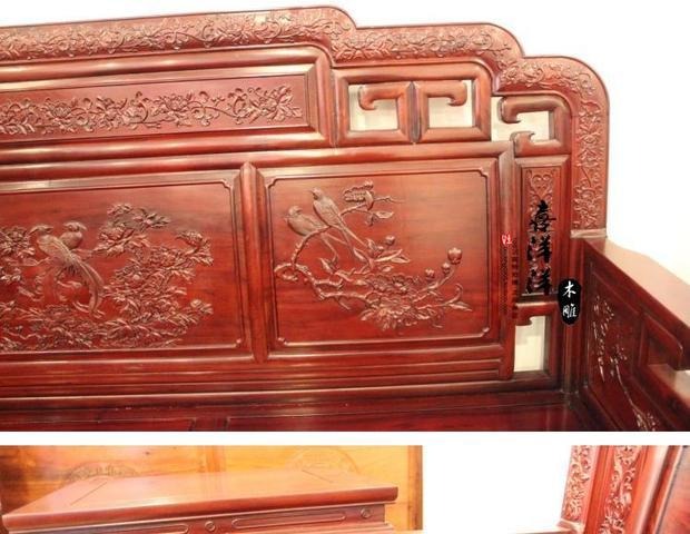 Khuyến mãi đích thực nội thất gỗ gụ sofa gỗ hồng mộc quốc gia màu sắc Tianxiang sofa sáu mảnh - Bộ đồ nội thất mẫu giường ngủ đẹp