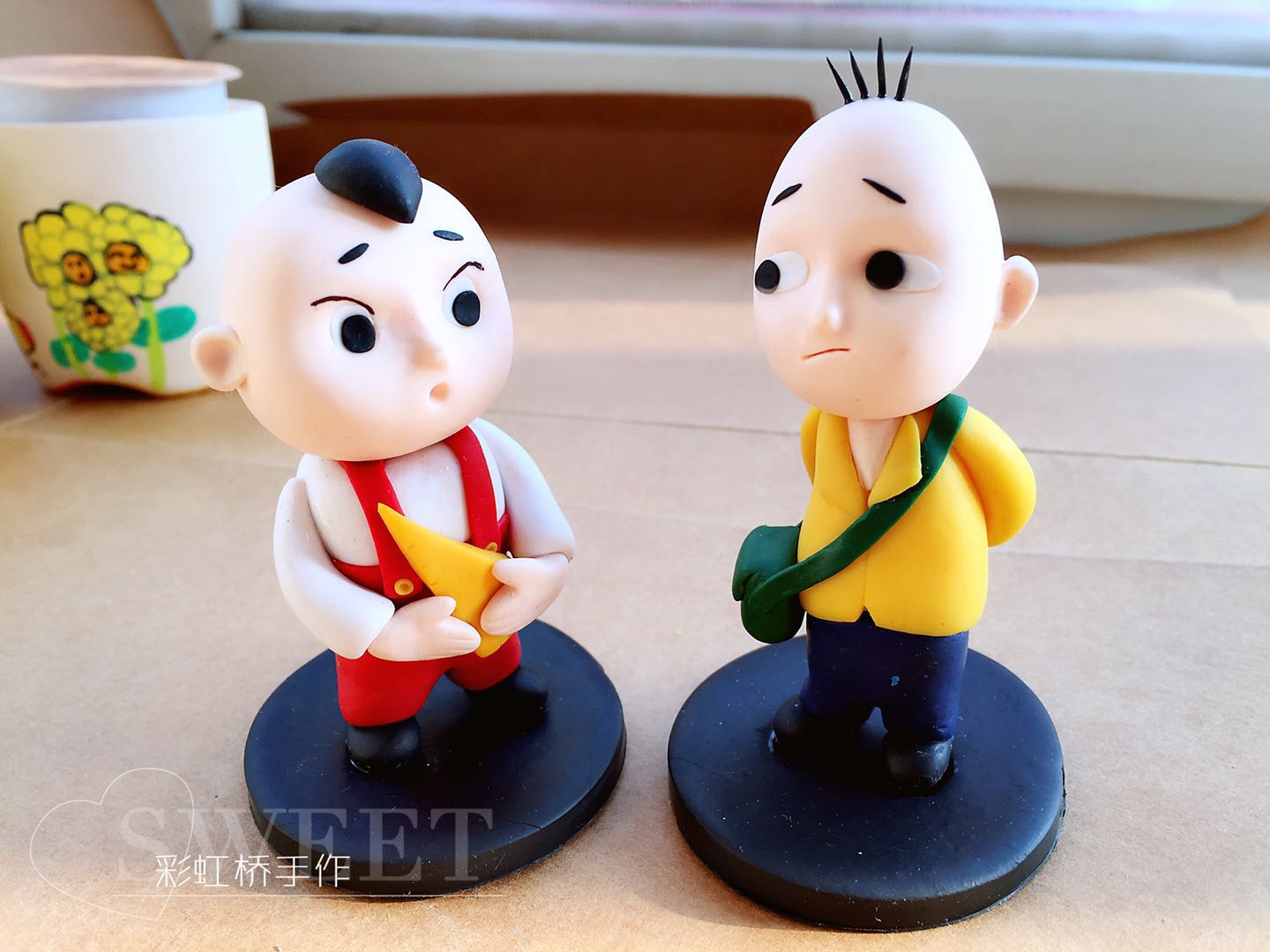 Post-80s nostalgic pottery doll mindless and unhappy doll ornaments Anime cartoon characters hand-made customization