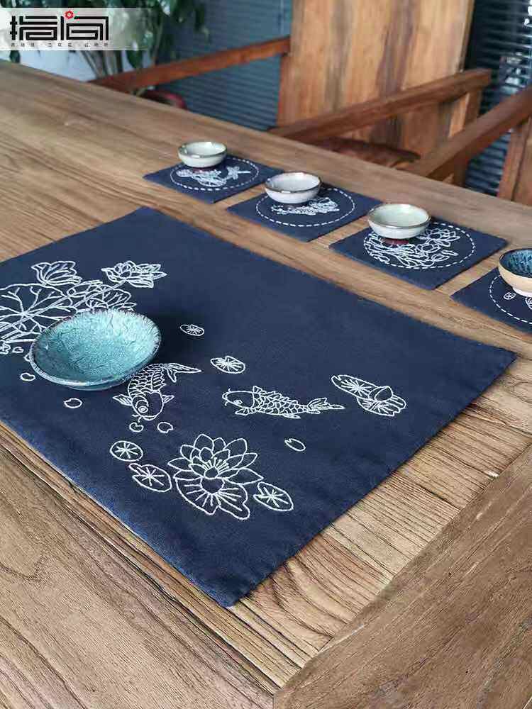 Embroidery Diy Hand Embroidered Tea Mat Beginner material Package Home Ornament Embroidered Cup Mat Dining Mat Decompress Manual