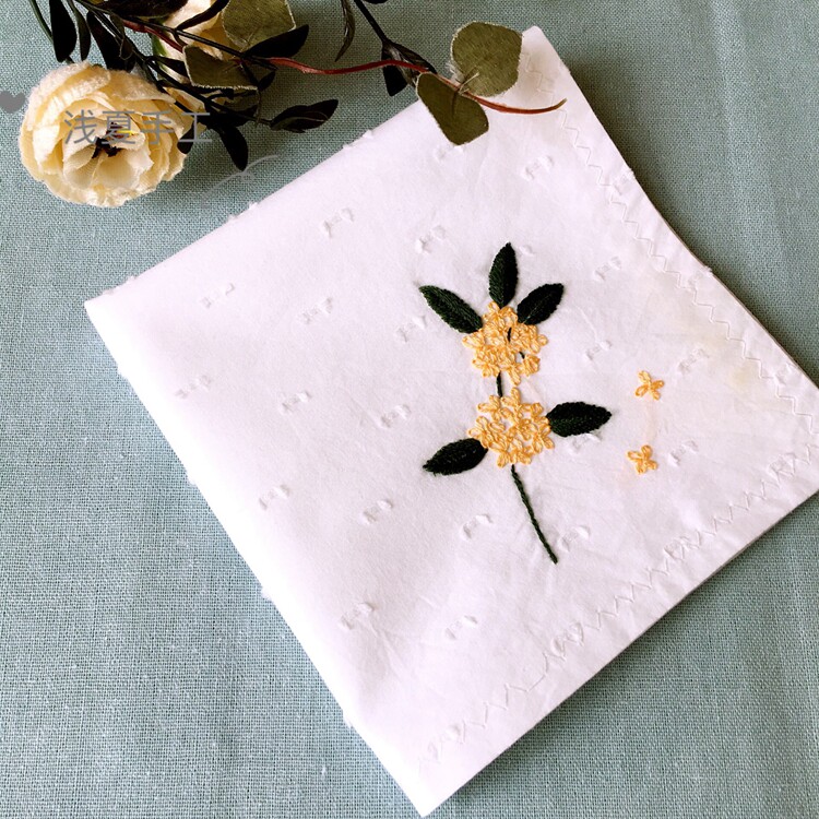 New (August Guihua fragrant) pure cotton handmade embroidered handkerb DIY material bag finished embroidered graduation gift