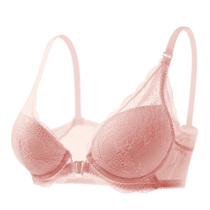 Lace sexy front buckle deep V gathered small chest upper support rim bra cup D womens underwear adjustment to close the pair of breasts