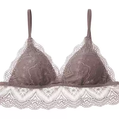 French triangle cup sexy lace small cute cover ladies without steel ring underwear ultra-thin big chest show small bralette