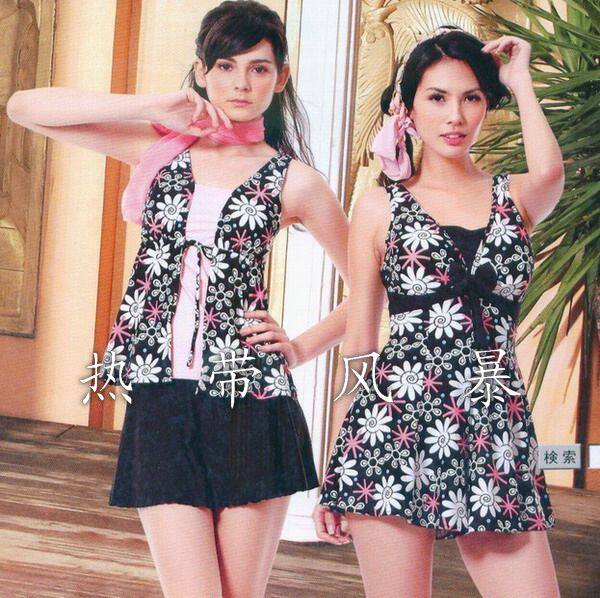 Brand Huadaisi conservative swimsuit women's two-piece skirt 92316 left 92612 right one-piece skirt pink black
