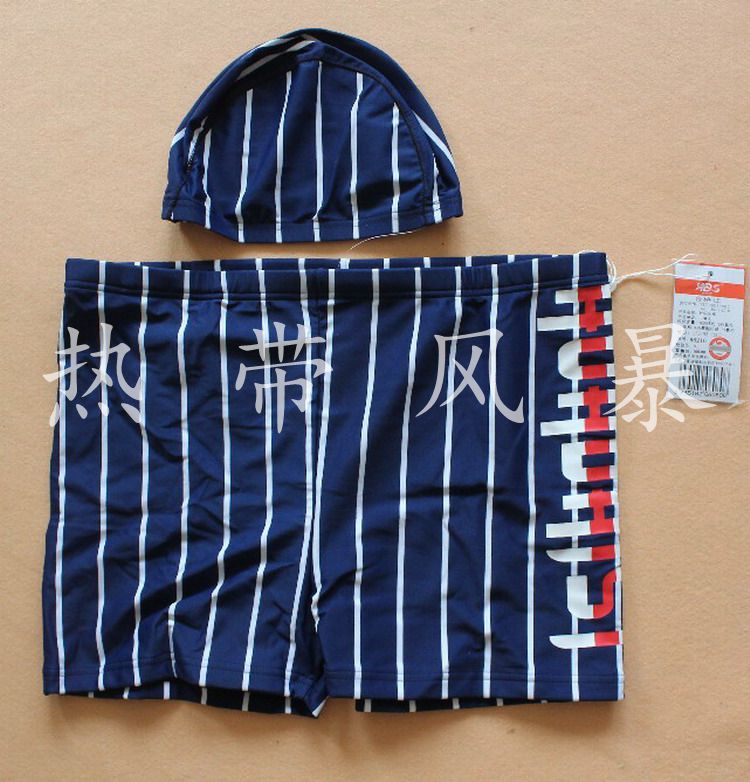 Authentic Hua Weisi 2016 kích thước lớn đồ bơi nam thể thao và quần boxer sọc giải trí quần bơi 86216 màu xanh đen và trắng - Nam bơi đầm quần bơi nam sexy