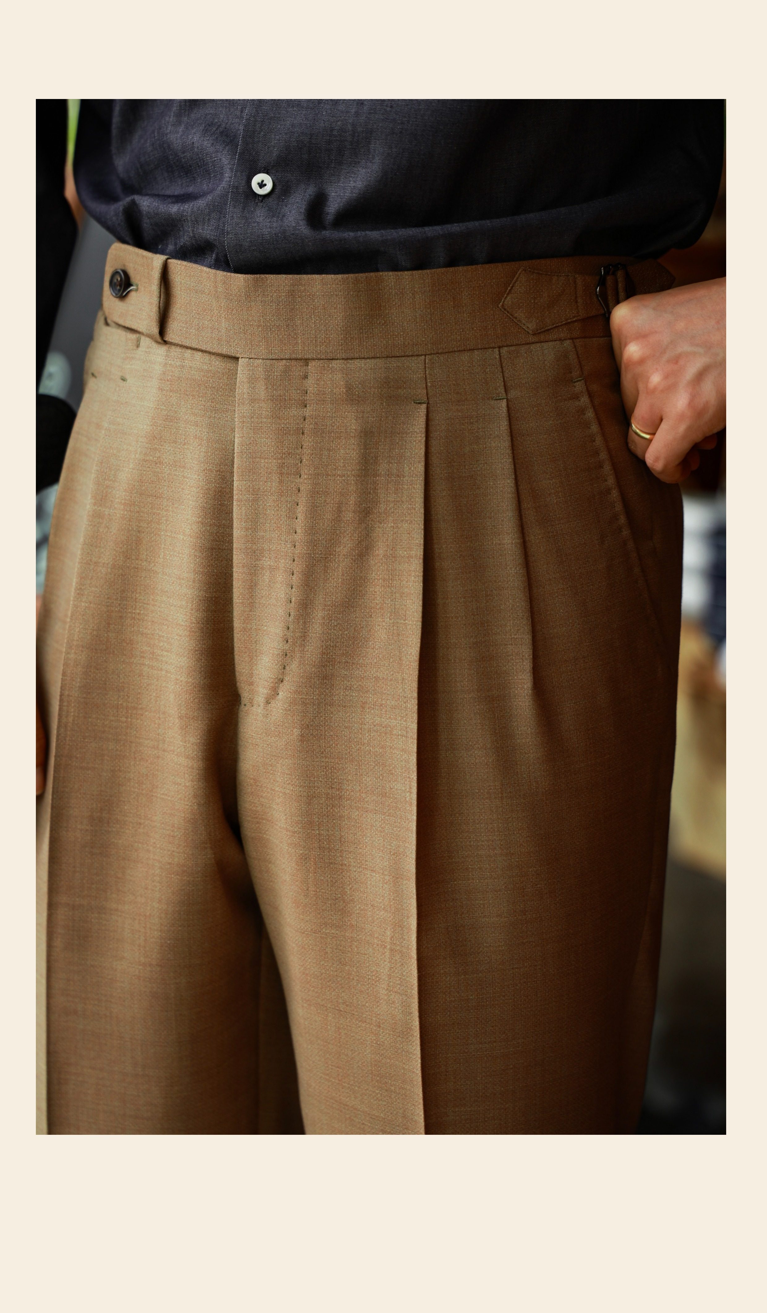 UGENTLE Мужской овцы волосы высокая Конечно ремесла " плывун Коричневый смысл высокий талия париж с застежкой джентльмен брюки 