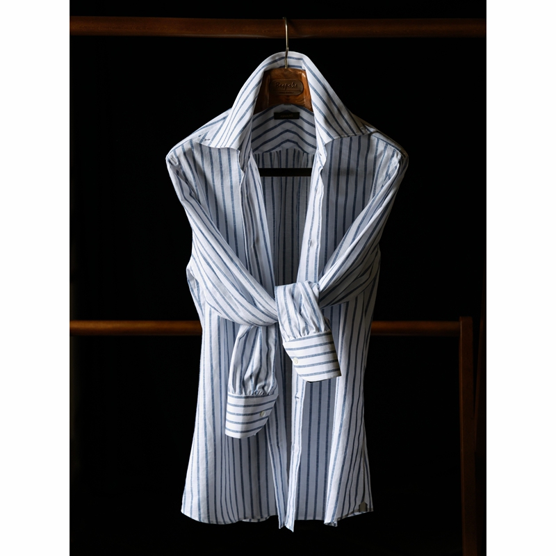 Ug Men's Clothing "Rock Gray Stripes" Cotton and Linen Italian Button-Down Collar Casual Gentleman Long Sleeve Shirt Ug Men's Clothing "Rock Gray Stripes" Cotton and Linen Italian Button-Down Collar Casual Gentleman Long Sleeve Shirt