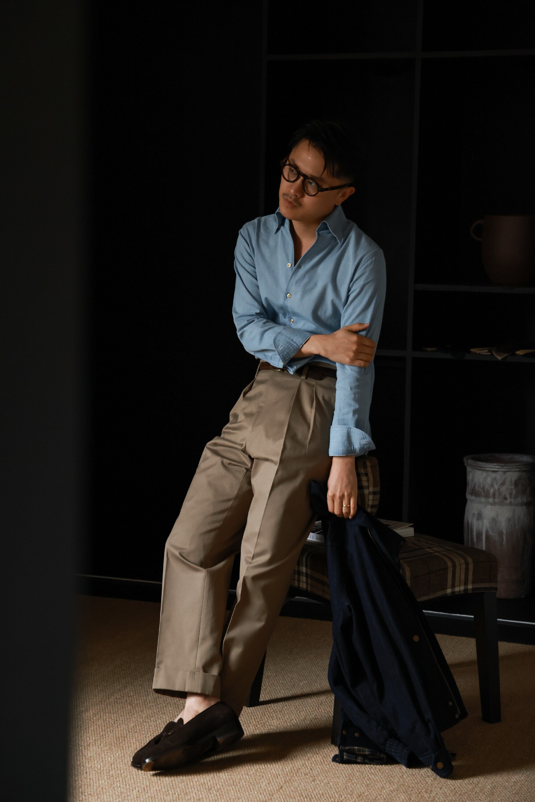 UG мужской иморт из японии узкий Разбросанный тяжеловес хлопок "Керамика земля елочка принт «Старые деньги Голливуда» талия брюки 