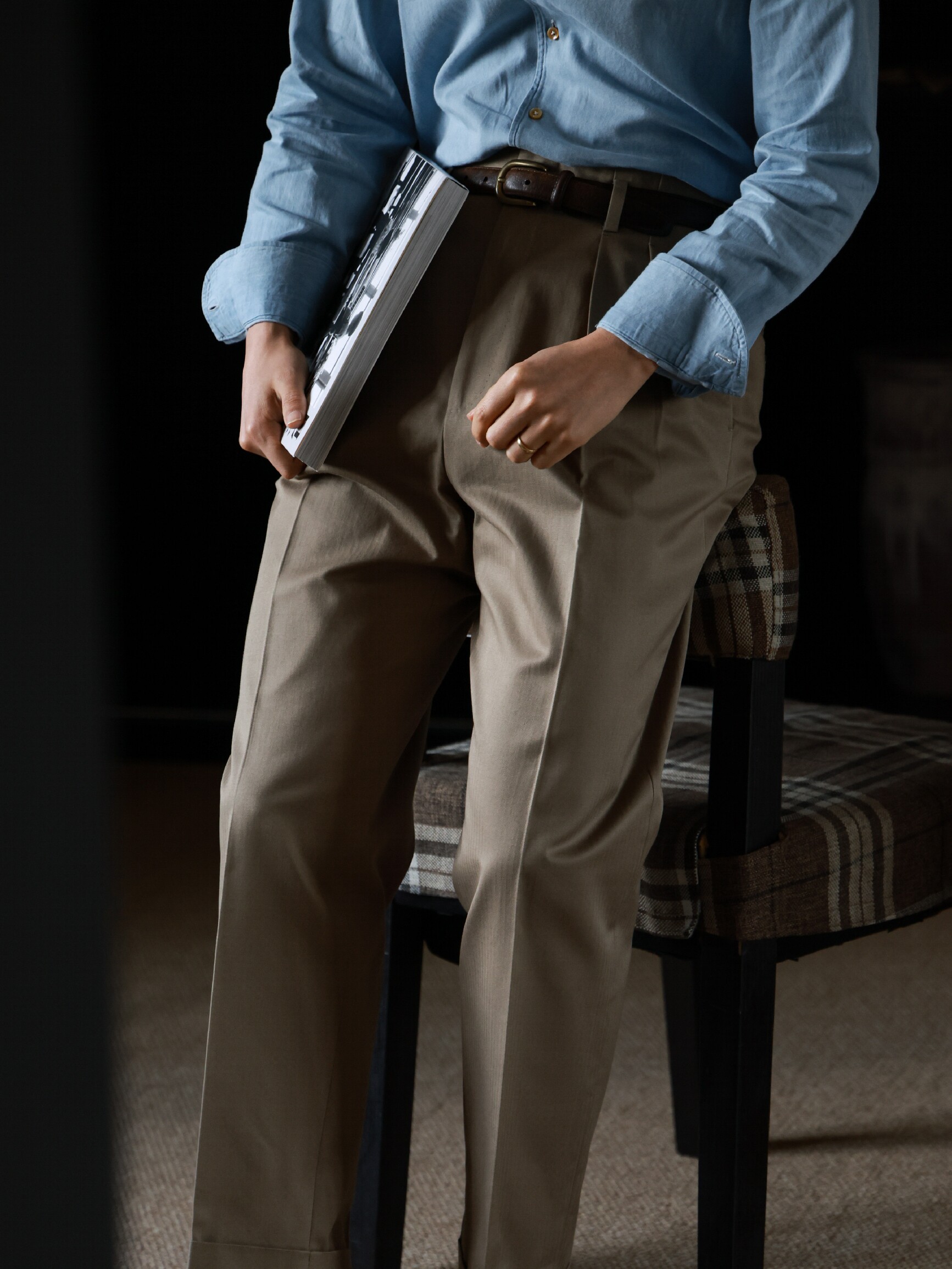 UG мужской иморт из японии узкий Разбросанный тяжеловес хлопок "Керамика земля елочка принт «Старые деньги Голливуда» талия брюки 