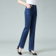 Spring and summer middle-aged and elderly mother's jeans for middle-aged and middle-aged women's high-waist elastic loose straight pants large size trousers thin section