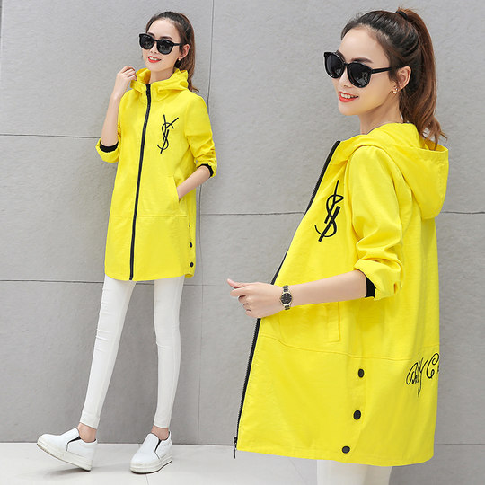 Autumn Thin Windbreaker Jacket Sun Protection Clothing for Women, Mid-Length 2023 New Breathable Hooded Fashionable Sun Protection Clothing Windbreaker