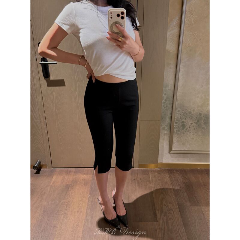 Rrb Design Elegant Retro High-Elastic Shaping Slim-Fit Capri Pants Versatile Cropped Pants Rrb Design Elegant Retro High-Elastic Shaping Slim-Fit Capri Pants Versatile Cropped Pants
