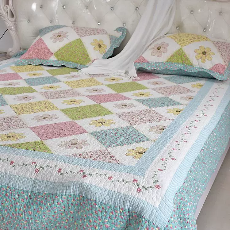 Cotton nguyên chất chăn bông quilt Hàn Quốc phong cách nhỏ chăn bông chăn mùa hè điều hòa không khí mùa hè mát mẻ chăn đơn mảnh ba mảnh - Trải giường