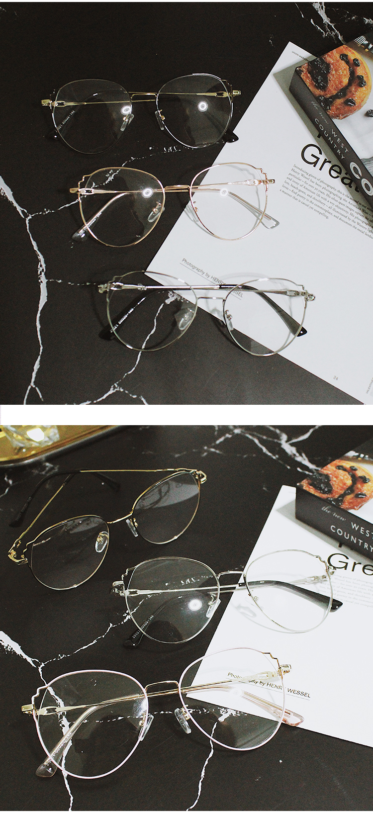 Mắt mèo mắt đỏ thời trang phẳng gương trong suốt khung kính vui vẻ mua sắm đơn giản kính gucci