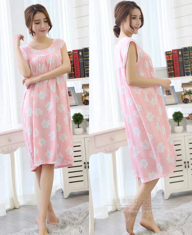 Mùa hè cotton lụa không tay váy phần mỏng cộng với phân bón tăng công chúa nightdress cotton nhân tạo đồ ngủ Hàn Quốc phiên bản của lỏng dịch vụ nhà