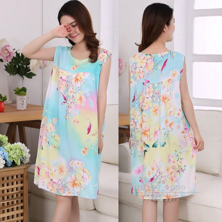 Tinh khiết bông lụa nightdress XL mùa hè của phụ nữ cộng với phân bón nhân tạo bông không tay đồ ngủ cotton lỏng nightdress mùa hè mát mẻ