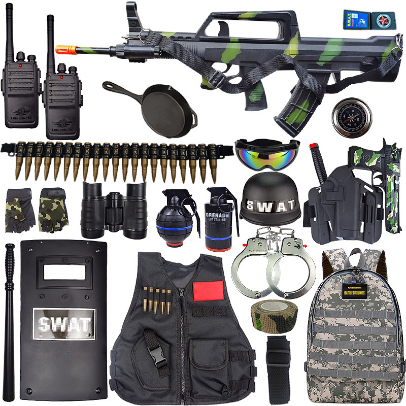 Children's police sonic and light toy gun suit boy small special police electric charge machine gun eats chicken equipment robbery