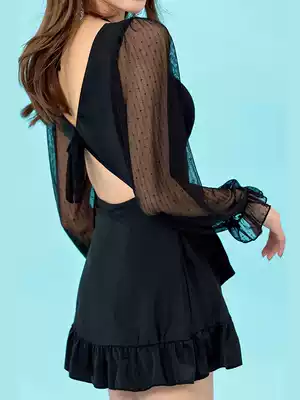 2021 new summer fat mm large size swimsuit women's one 200 Jin belly thin sexy hot spring swimsuit Black