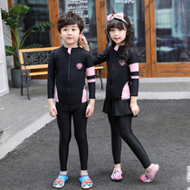Childrens swimsuit Girls small medium and large children Professional sports training competition Sunscreen one-piece long sleeve student girl swimsuit