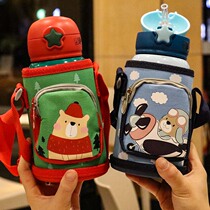 Thermos Cup children double cover with Cup set for men and women baby drinking cup 316 stainless steel suction cup dual-purpose kettle