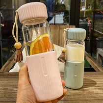 Hipster simple art High Borosilicate explosion-proof glass heat-resistant students portable drinking cup ins hand Cup