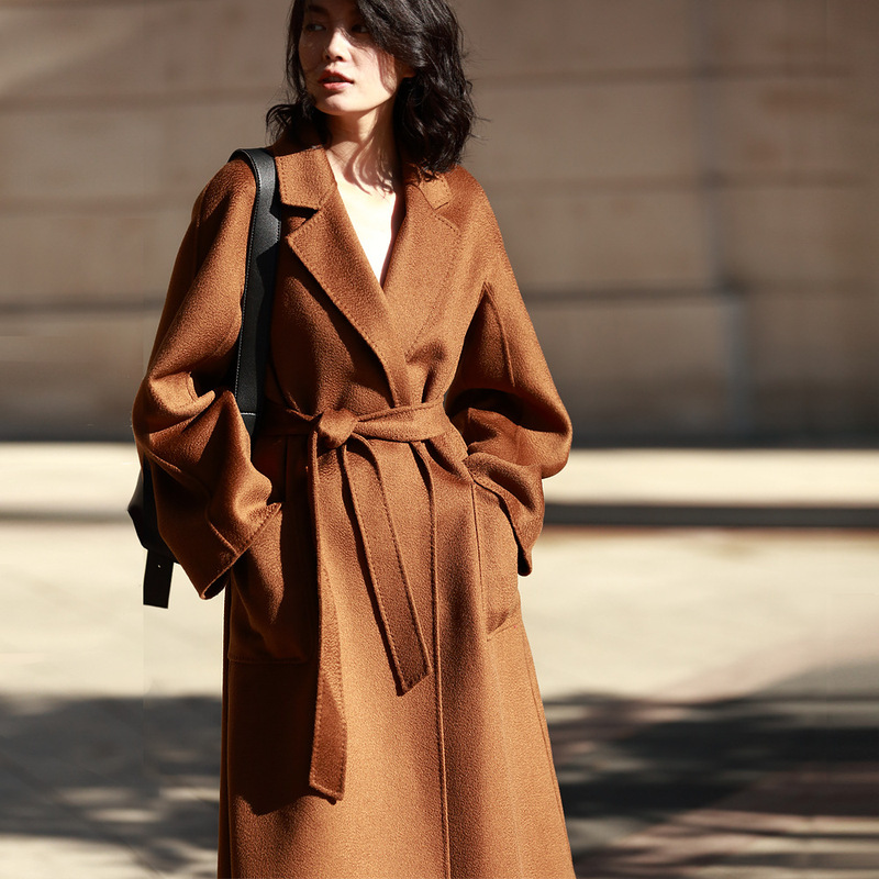 2026 Autumn/Winter New m Brand Handmade Double-Sided Wool Water Ripple Coat Women's Light Luxury Wool Cashmere Overcoat 2026 Autumn/Winter New m Brand Handmade Double-Sided Wool Water Ripple Coat Women's Light Luxury Wool Cashmere Overcoat