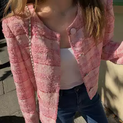 deessesicile 8 fold fragrant grandmother age girl feeling pink tweed short coat female celebrity temperament