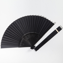Japanese folding fan pure black fan ancient air blank and wind summer cool portable childrens origin fan DIY
