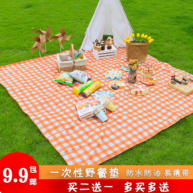 ins spring outing disposable plastic picnic tablecloth camping mat thickened tablecloth outdoor barbecue waterproof oil