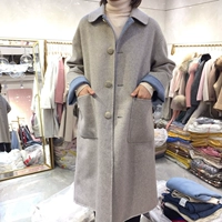 Phiên bản retro Hàn Quốc của áo khoác cashmere 2018 mùa thu đông mới trên đầu gối dài Phần lông cừu hai mặt Mori couple tx áo khoác nữ