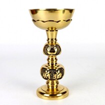 Lucky treasure Pure copper bowl Oil lamp Buddha Hall Household Buddha head lamp God of Wealth Fairy parent lamp Edible oil ghee lamp holder