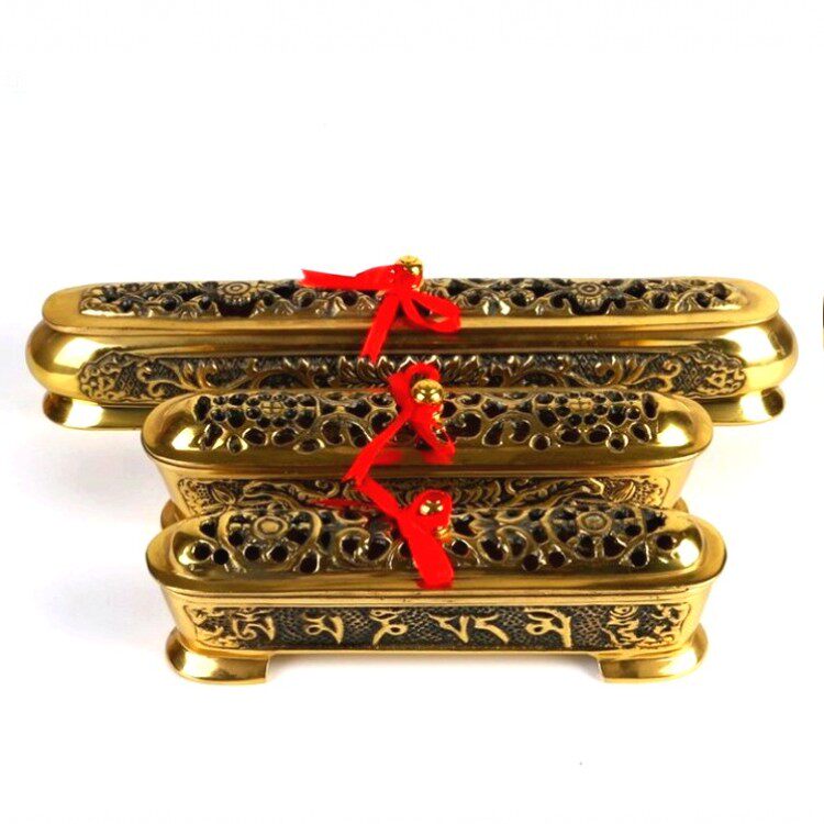 Buddha Pure Bronze Sleeper Oven Six Characters Great Bright Spell Withdrawal of Authentic Fragrance Lotus Sleeping Incense Stove Sandalwood Stove Vertical Line Incense Stove Lavender Stove