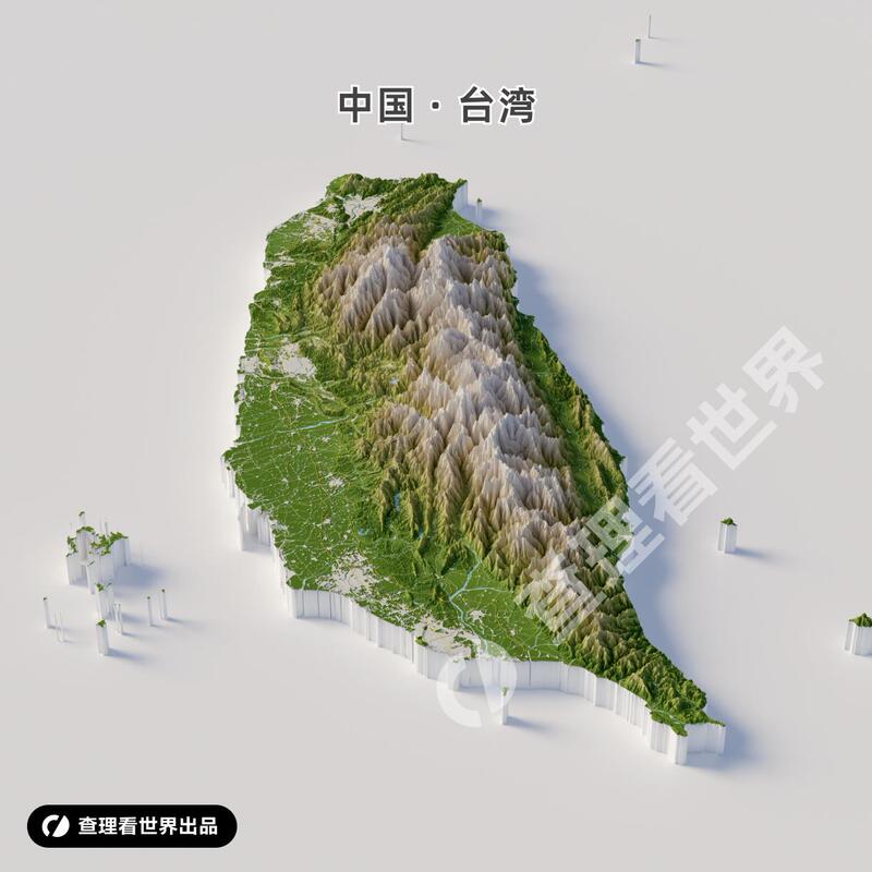 Taiwan Province High-Definition 3D Terrain Map - Three-Dimensional Terrain Map - 6000*6000 Pixels - Digital Version