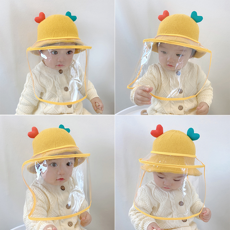 Baby protective face shield anti-droplet hat artifact epidemic prevention cap children's face mask baby isolation cap go out face mask