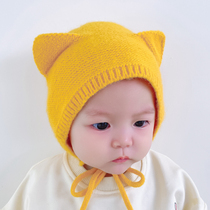 Baby Hat Baby Autumn Winter Cute Super Cute Fur Line Hat Knitted Hat Spring Autumn Pure Cotton Infant Thin and protective ear cap
