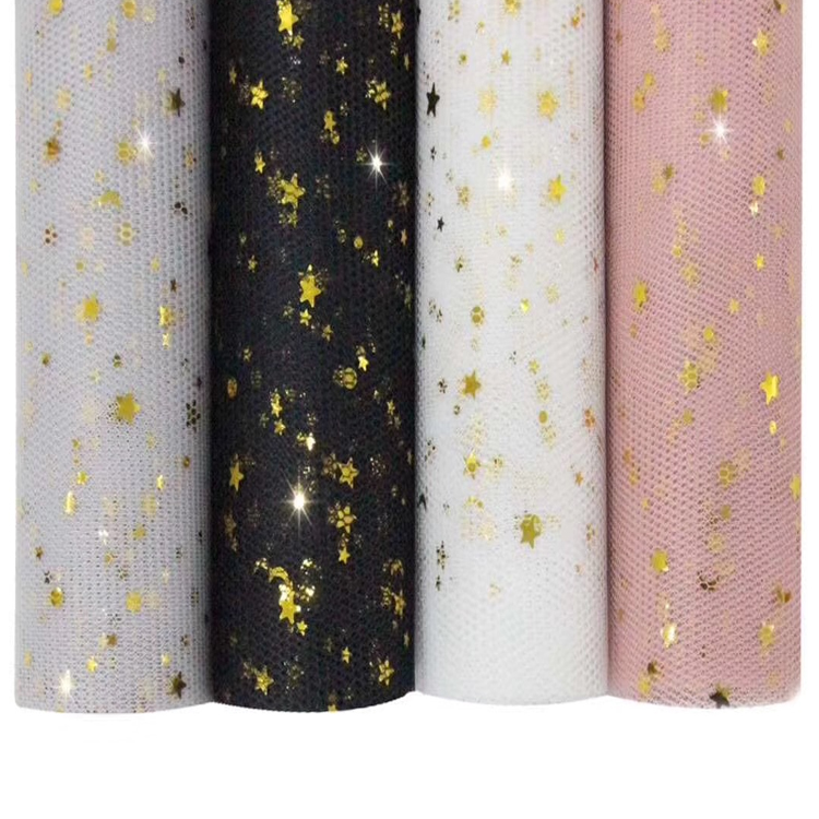 Bright sheet starred moon yarn bungling mesh yarn flower shop with flowers packaging material Han style bouquet wrapping paper roll-up gauzes