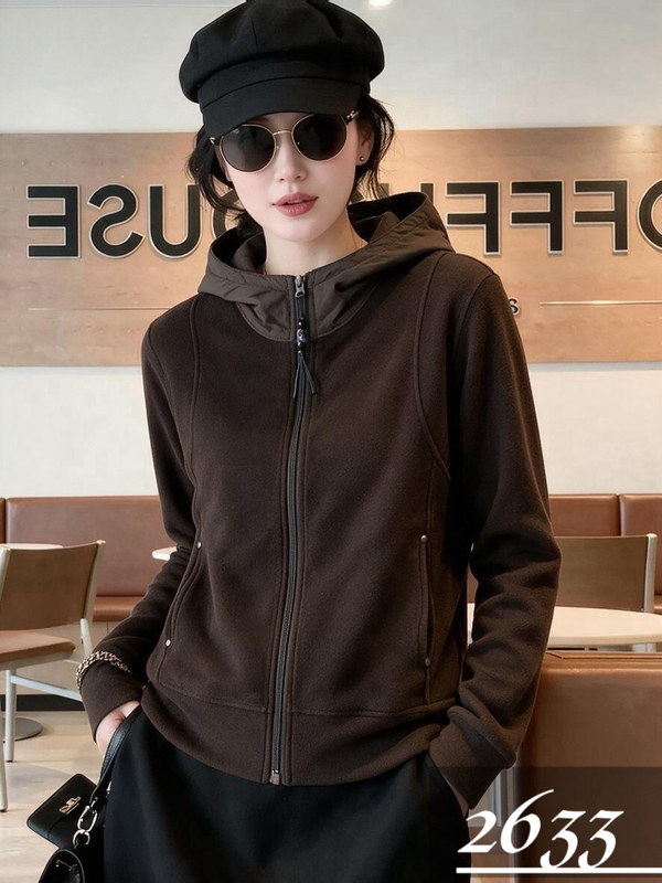 High-End European-Style Hooded Zip-Up Double-Sided Fleece Sweatshirt Jacket for Women, 2026 New Autumn Versatile Layering Cardigan Top