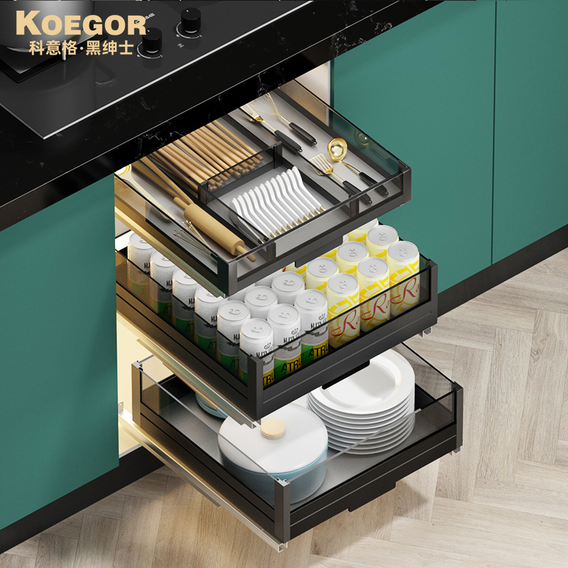 Kyig flavored pull kitchen cabinet split double-deck drawer separation toolkitchen cabinet shelf receiver