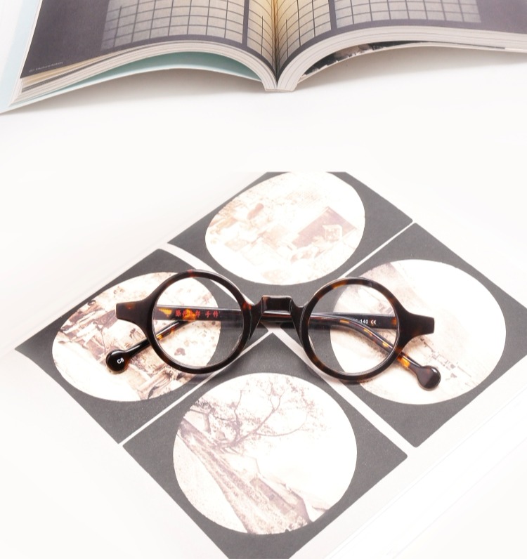 Gương chanh retro Cộng hòa gió Nhật Bản handmade khung tròn cận thị kính cá tính tròn nhỏ mặt tấm gương khung kính mắt mèo