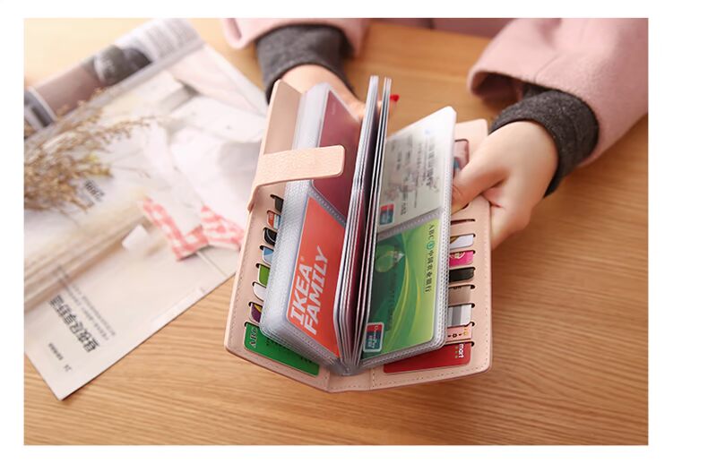 55 thẻ Nhật Bản và Hàn Quốc đơn giản Gói đa thẻ Hàn Quốc Gói thẻ lớn dài Thẻ phụ nữ chủ thẻ ngân hàng dung lượng lớn - Chủ thẻ ví đựng thẻ mini