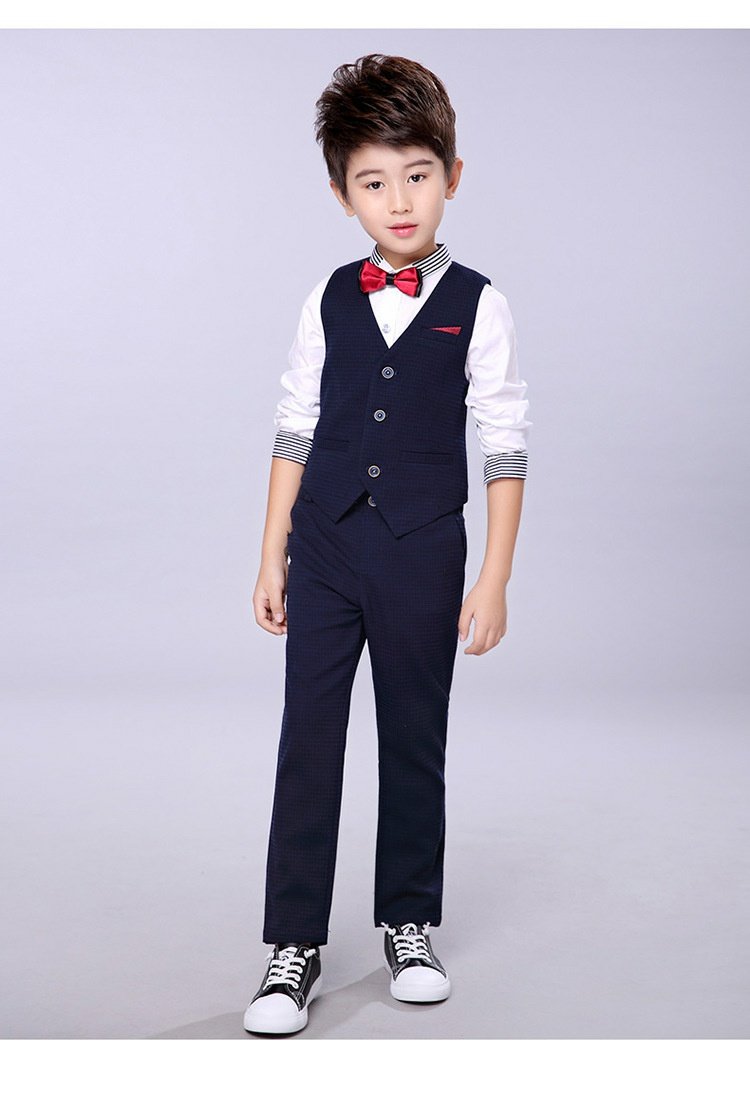 Trang phục trẻ em nam Anh phù hợp với bộ đồ nhỏ vest hoa cậu bé piano trang phục cậu bé biểu diễn quần áo trẻ em mùa thu trang phục biểu diễn cho bé