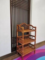 Pure rattan three-layer small bookshelf rattan storage rack balcony decoration rack
