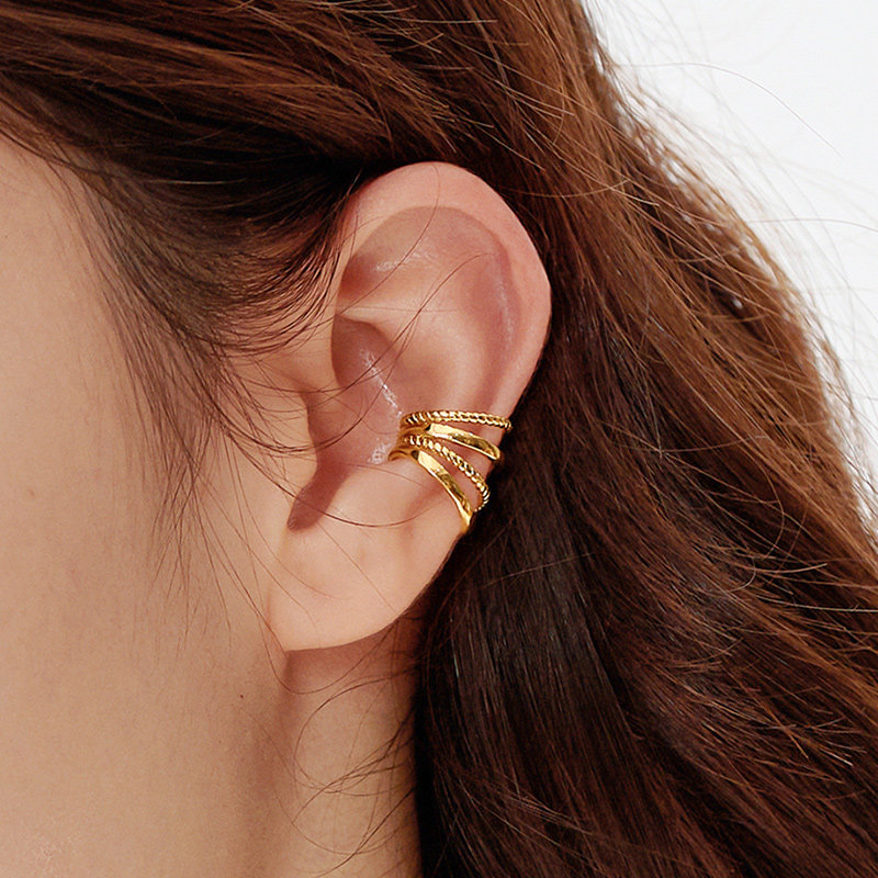 Waekura Multi-ring ear osteoclaves female-free ear clips small crowdsourced light extravaganza Superior Ear Bone Ring Golden Unique-Taobao