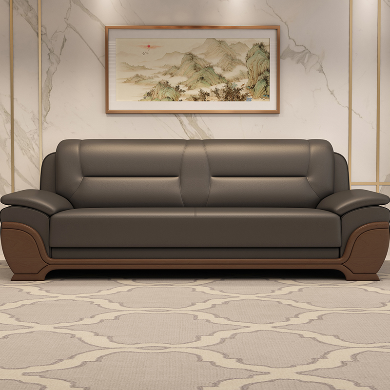 Office Sofa Front Office Reception Lounge Leather Sofa Business Guests Trio of tea table Composition genuine leather minima-Taobao