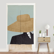 Nordic girl ins Bedroom door curtain Partition curtain Fabric hanging curtain Decorative curtain Feng Shui curtain Half curtain custom free hole