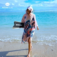 Розовый быстросохнущий плащ, пляжное банное полотенце, банный халат, хорошо впитывает воду, защита от солнца