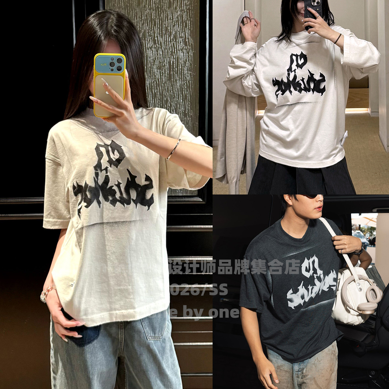 Imperfect Originally Planned ▶ Nanyou Gothic Style Distressed Letter Print Ripped Long-Sleeve and Short-Sleeve T-Shirt for Women, Summer 26