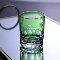 Japanese cut colored glass home retro whiskey wine glass cherry blossom juice drink cup water Cup