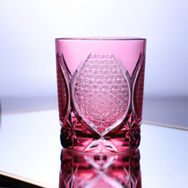 Japanese cut hand-carved glass vintage pink wine glass ladies whiskey Cup lemonade cup
