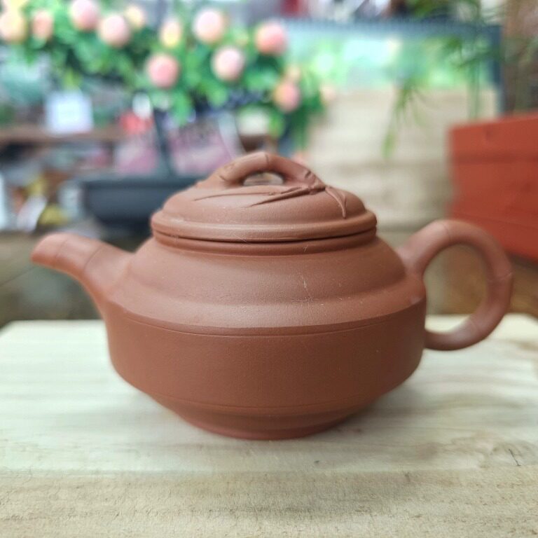 钱顺芳红泥双线竹鼓紫砂壶宜兴老一厂手工制作收藏品